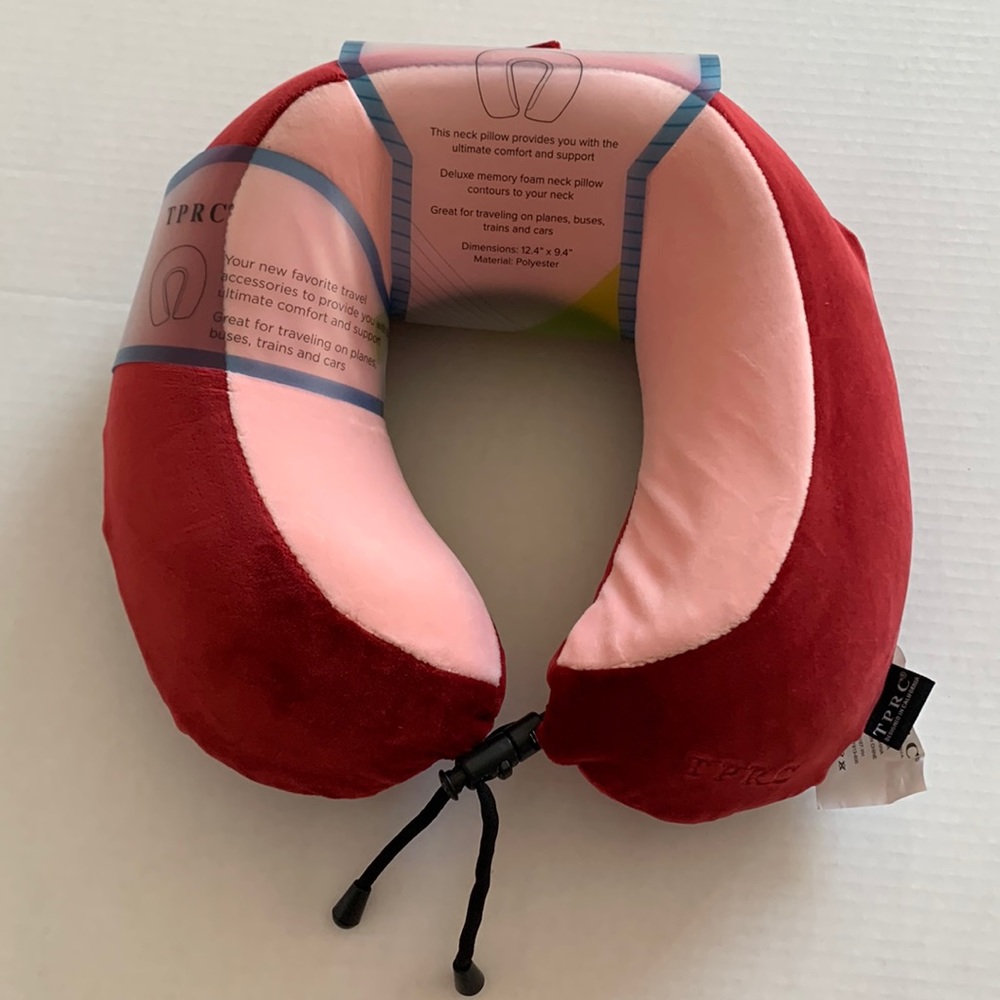 Red/Maroon Memory Foam Travel Neck Pillow w/ Washable Cover
